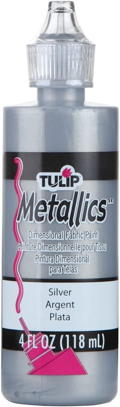 tulip 17371 dimensional fabric paint 4oz metallic silver|Amazon.com: Tulip Metallic Fabric Paint.